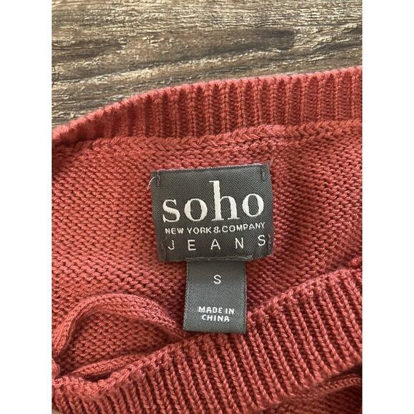 SOHO NY & Co Women’s Lightweight Lace Up 3/4 Sleeve Knit Sweater Size Small - Picture 2 of 7